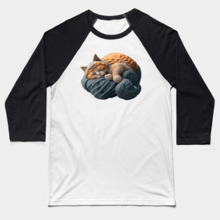 Sleepy Kitty Cat Knitten Kitten Baseball T-Shirt